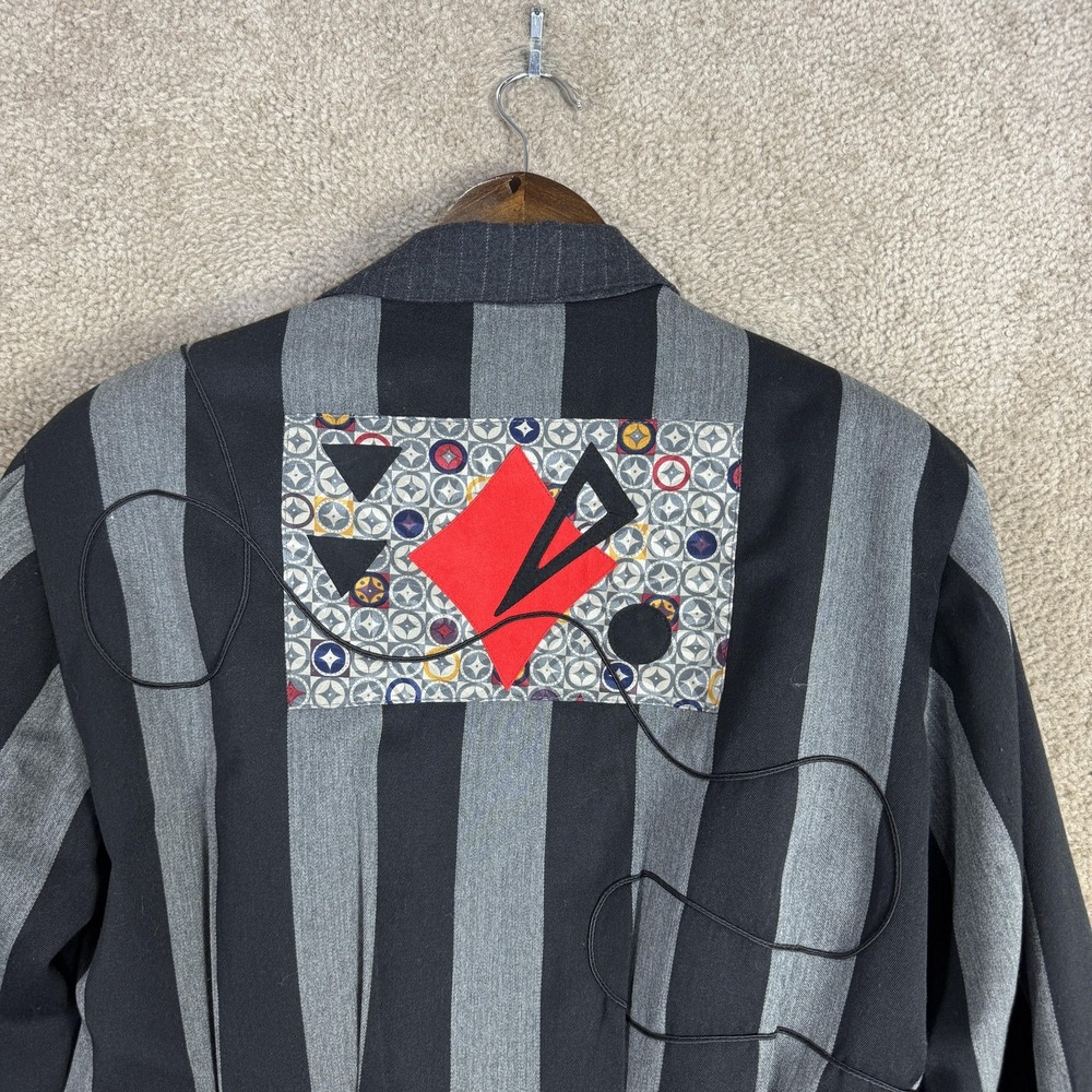 Vtg Canvasbacks Lutton & Horsfield Blazer Womens Small‎ Black Art Patch Jacket - Picture 10 of 11